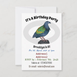 Nicobar pigeon bird cartoon illustratie kaart