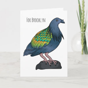 Nicobar pigeon bird cartoon illustratie kaart