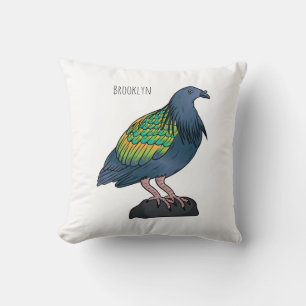 Nicobar pigeon bird cartoon illustratie kussen