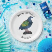 Nicobar pigeon bird cartoon illustratie papieren bordje (Feest)
