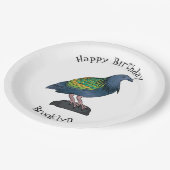 Nicobar pigeon bird cartoon illustratie papieren bordje (Gekanteld)