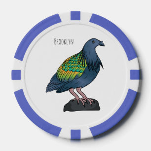Nicobar pigeon bird cartoon illustratie poker chips