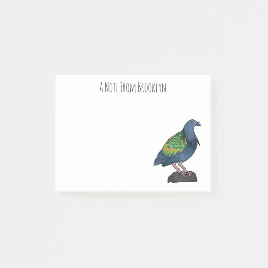 Nicobar pigeon bird cartoon illustratie post-it® notes (Voorkant)