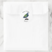 Nicobar pigeon bird cartoon illustratie ronde sticker (Tas)