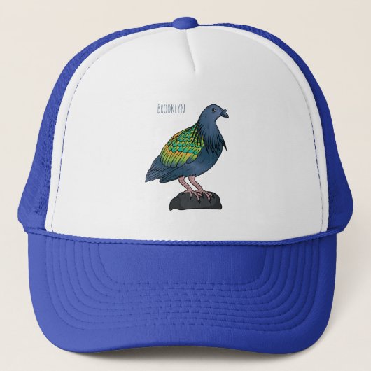 Nicobar pigeon bird cartoon illustratie trucker pet (Voorkant)