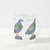 Nicobar pigeon bird cartoon illustration matglas koffiemok (Voorkant rechts)