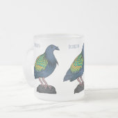 Nicobar pigeon bird cartoon illustration matglas koffiemok (Voorkant links)