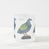 Nicobar pigeon bird cartoon illustration matglas koffiemok (Center)