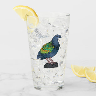 Nicobarische duif vogel cartoon illustratie glas