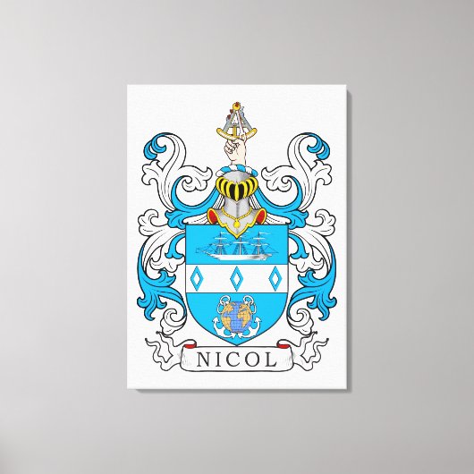Nicol Family Crest Canvas Afdruk (Voorkant)