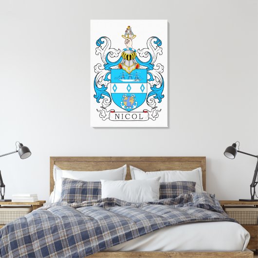 Nicol Family Crest Canvas Afdruk (Insitu (Slaapkamer))