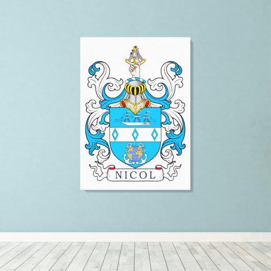 Nicol Family Crest Canvas Afdruk (Insitu (Houten vloer))