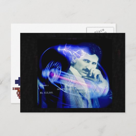 Nicola Tesla Briefkaart (Voorkant / Achterkant)