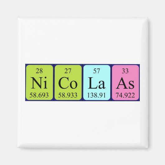 Nicolaas periodieke lijstnaam magnet (Voorkant)