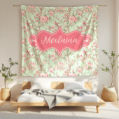 Nicolaina Pink en Mint  Roos Fleece Deken