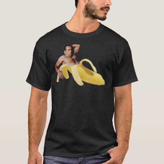 Nicolas Cage in a Banana - Origineel Geel T-shirt (Voorkant)
