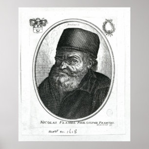 Nicolas Flamel gegraveerd door Balthazar Moncornet Poster