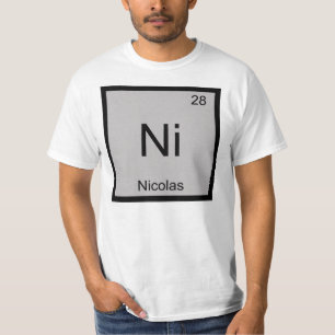 Nicolas Name Chemistry Element Periodic Table T-shirt