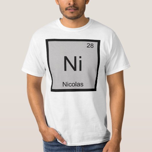 Nicolas Name Chemistry Element Periodic Table T-shirt (Voorkant)
