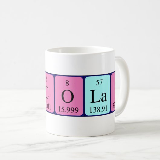 Nicolas periodieke mok van de lijstnaam (Voorkant rechts)