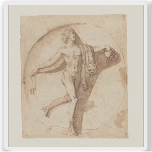 Nicolas Poussin - Dansende voogd van Bacchus Sticker (Voorkant)
