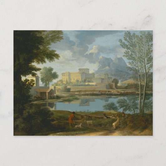 Nicolas Poussin - Landschap met kalm Briefkaart (Voorkant)