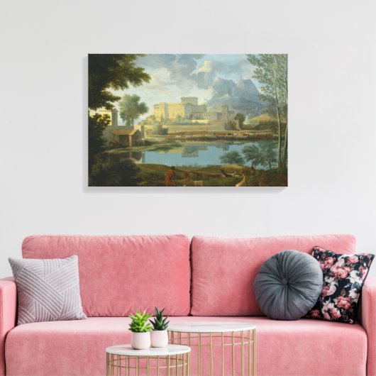 Nicolas Poussin - Landschap met kalm Canvas Afdruk (Insitu (Woonkamer))