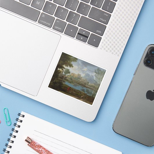 Nicolas Poussin - Landschap met kalm Sticker (Laptop met iPhone)