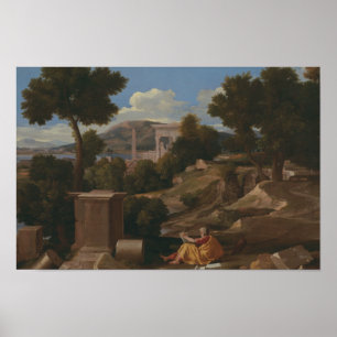 Nicolas Poussin - Landschap met Sint John Poster