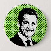 Nicolas Sarkozy Ronde Button 4,0 Cm (Voorkant)