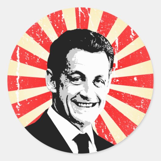 Nicolas Sarkozy Ronde Sticker (Voorkant)