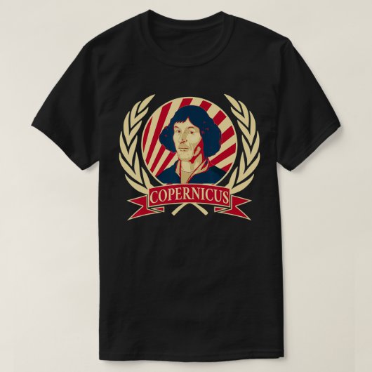Nicolaus Copernicus beroemde Astronomer Retro stij T-shirt (Design voorkant)