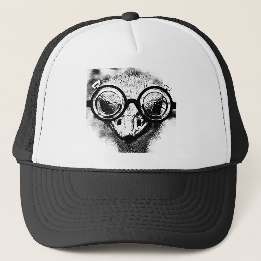 Nicolaus de struisvogel zwart-wit trucker pet (Voorkant)