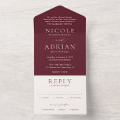 Nicole Merlot Elegant Wedding All In One Uitnodiging (Binnen)