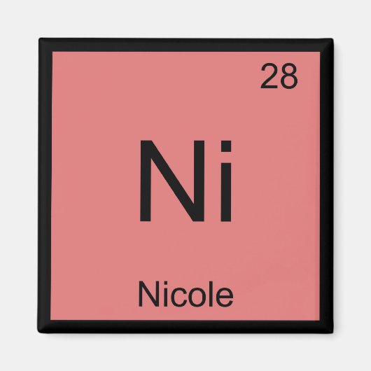 Nicole Name Chemistry Element Periodic Table Magneet (Voorkant)