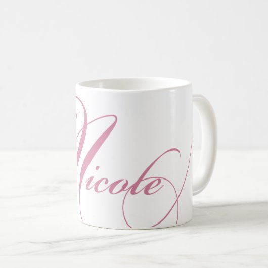 Nicole Personalized Name Coffee Mok - Roze (Voorkant rechts)
