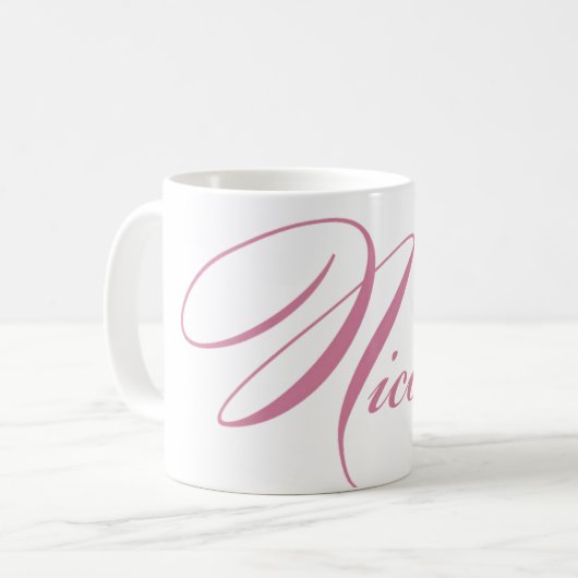 Nicole Personalized Name Coffee Mok - Roze (Voorkant links)