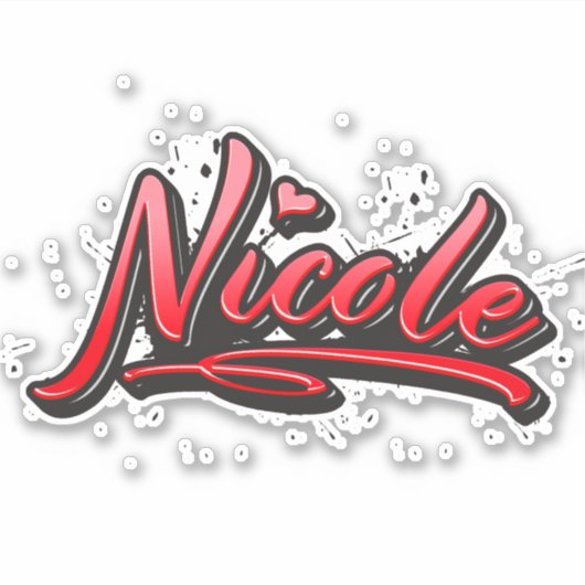 Nicole red Heart Graffiti Aufkleber Sticker (Voorkant)