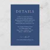 Nicole Royal Blauw Elegant Huwelijk Informatiekaartje (Voorkant)