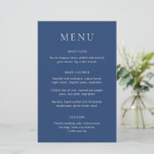 Nicole Royal Blue Elegant Wedding Menu (Staand voorkant)