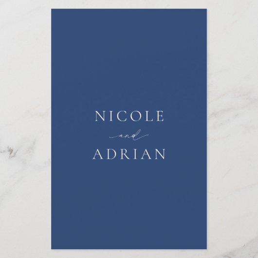 Nicole Royal Blue Elegant Wedding Menu (Achterkant)