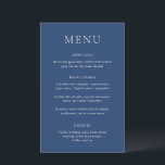 Nicole Royal Blue Elegant Wedding Menu<br><div class="desc">Elegant huwelijksmenu met traditionele serif lettertypen in een eenvoudige lay-out.</div>