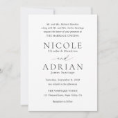 Nicole White Elegant Wedding Kaart (Voorkant)