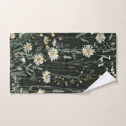 Nicolette Dark Daisy Floral Gestreept Bad Handdoek (Handdoek)
