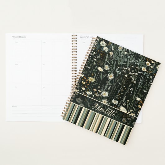 Nicolette Dark Daisy Floral Gestreept Planner (Display)