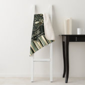 Nicolette Dark Daisy Floral Gestreept Sherpa Deken (In situ)