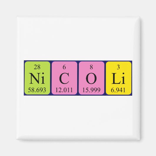Nicoli periodieke tabelnaam magnet (Voorkant)