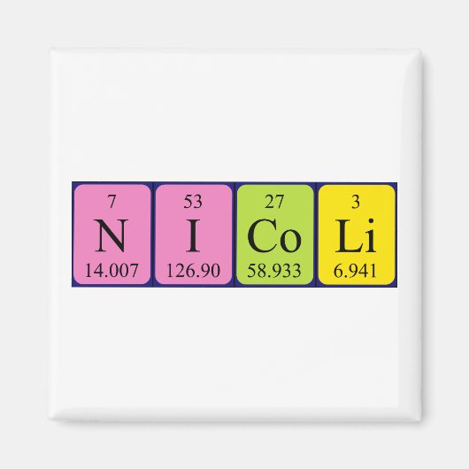Nicoli periodieke tabelnaam magnet (Voorkant)
