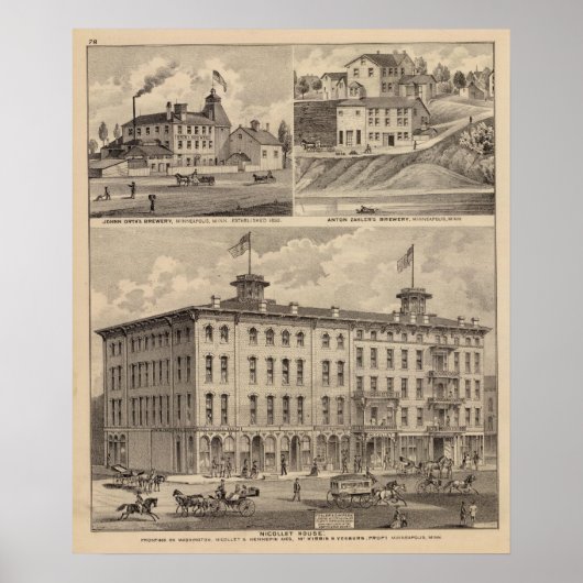 Nicollet House, Orth's Brewery, Minnesota Poster (Voorkant)