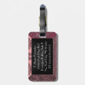 Nicollettere Elegant Damask Monogram Bagagelabel (Achterkant verticaal)